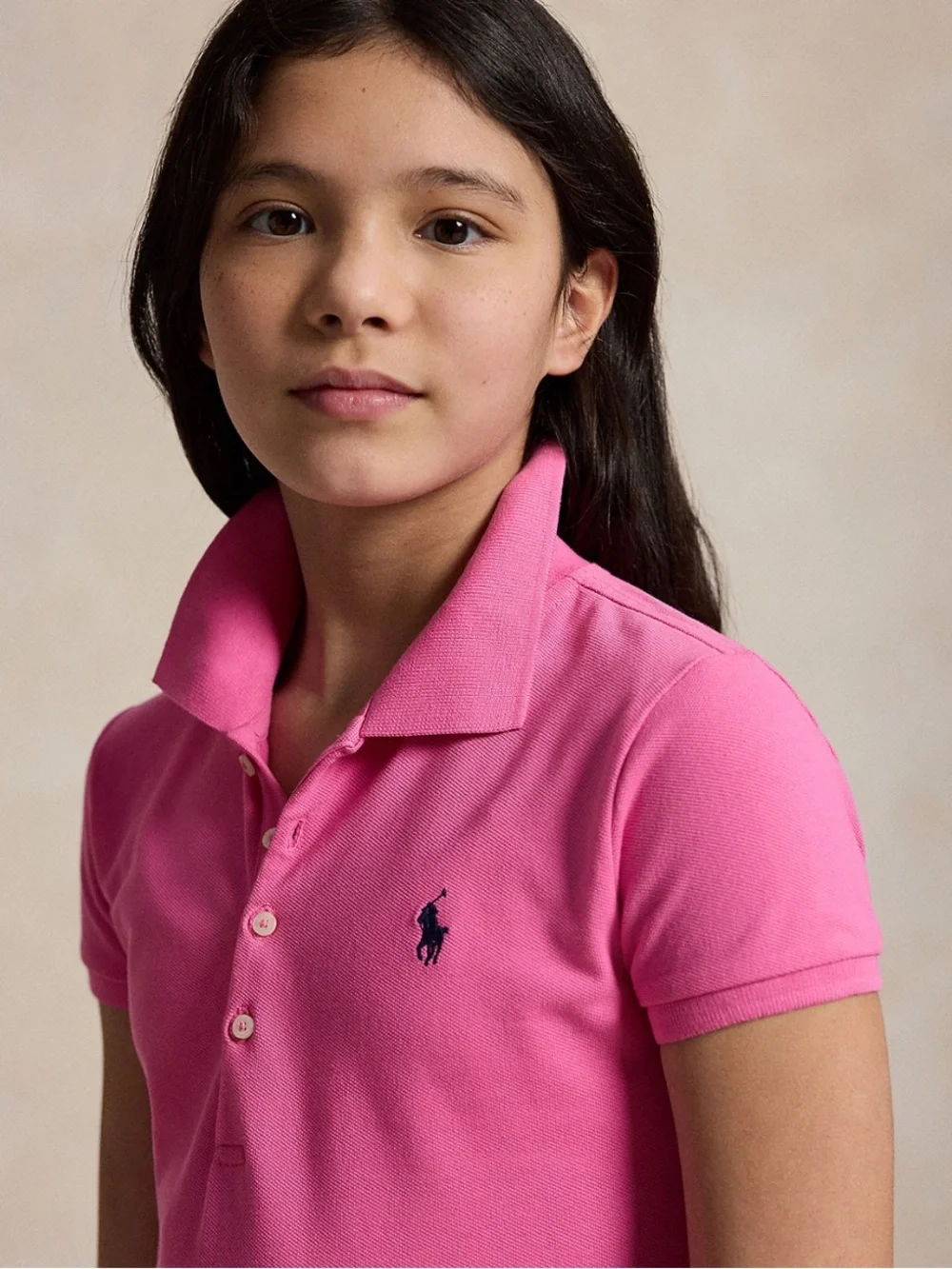 Polo Ralph Lauren Girls' Iconic Cotton Collar Dress Drop Waist Big Kid Sz S / 7